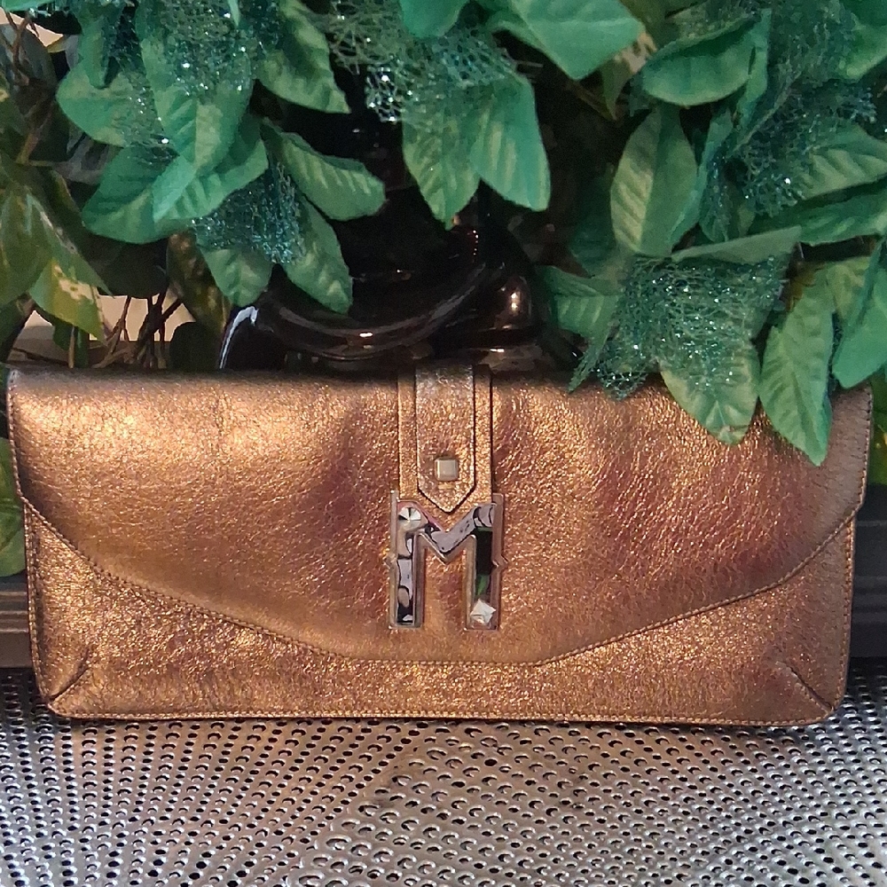 MCM RARE Limited EDITION Shimmering Bronze Clutch, NWOT